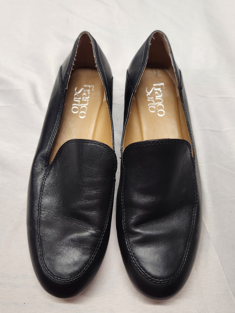 ⭐️NWOT Franco Sarto Marcell Black Leather Loafers Flats 7.5M • Quiet Luxury Chic